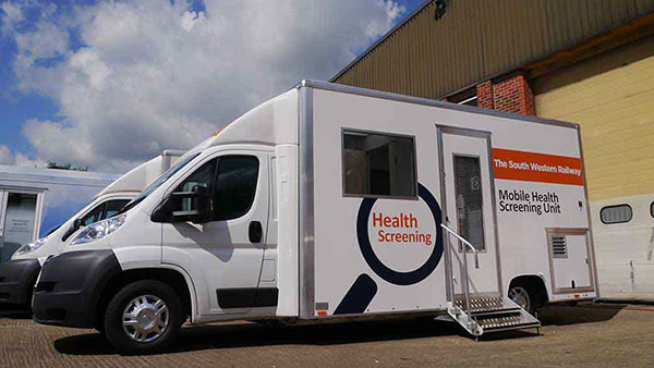 Mobile health screening van.