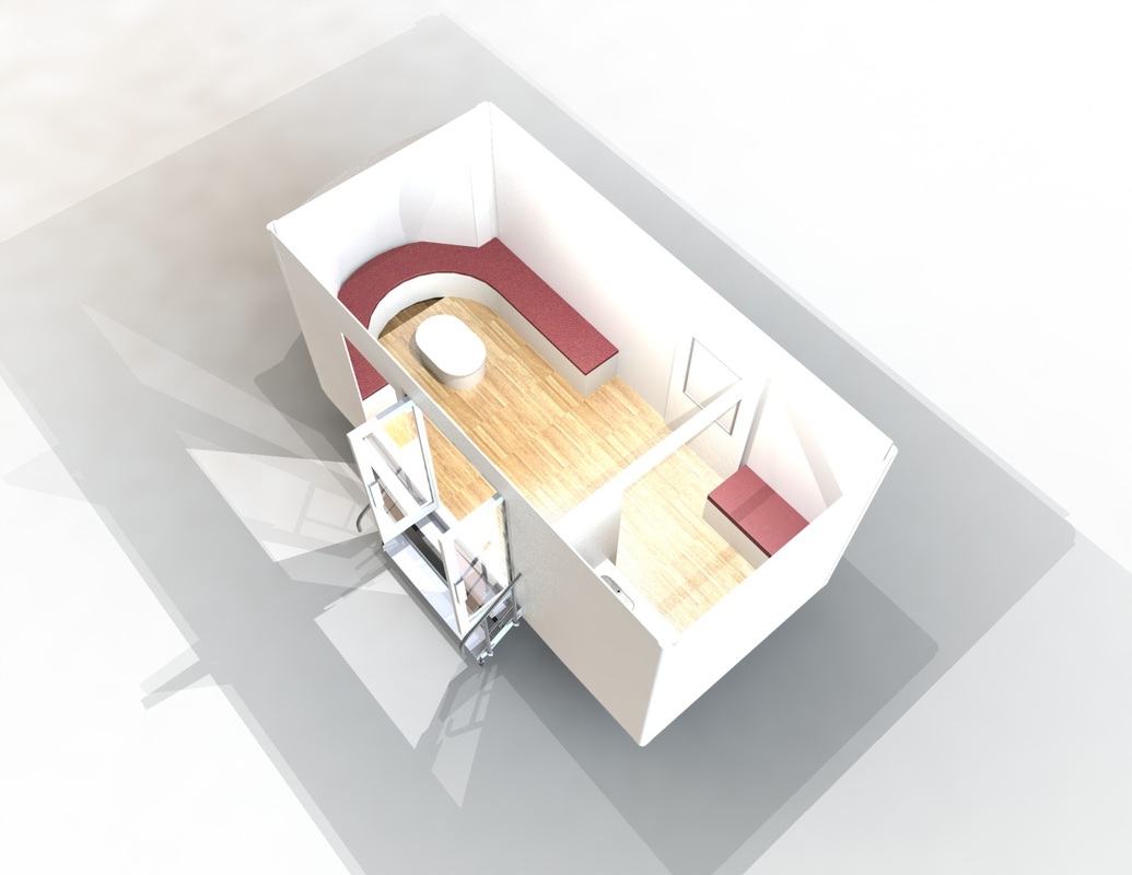 exhibition trailer internal floor plan render