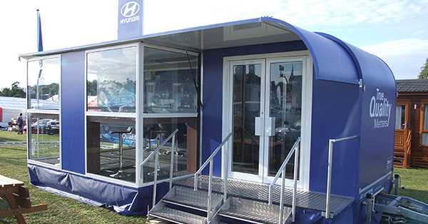 7m bespoke design trailer. based on the clients concept manufactured two custom made, curved exhibition trailers for Hyundai.