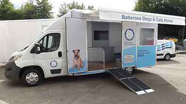 Battersea dogs and cats mobile microchipping van.