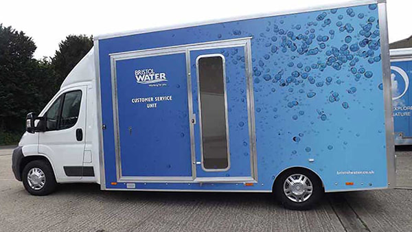 Produced a stylish yet practical exhibition van for Bristol Water to promote their services.