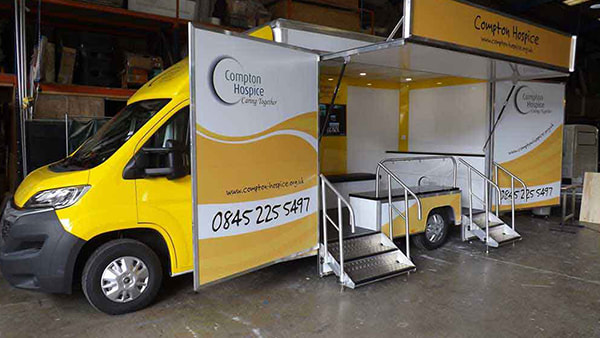 Compton Hospice van manufactured to be used at local events.