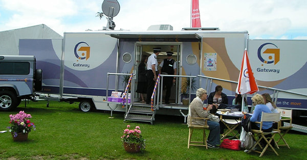 6.5m Hospitality trailer This spacious exhibition trailer with slide out pod solar powered for the Kent County Council to tour events.