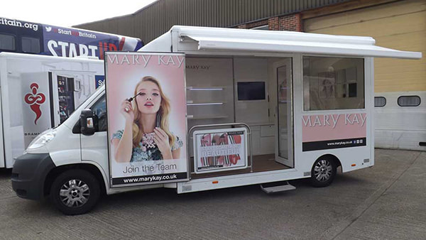 Mary Kay took to the road in our Van Helen mobile exhibition vehicle with their 'makeover takeover mobile beauty playground'.
